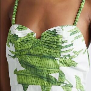 FARM Green Leaf Print Dress